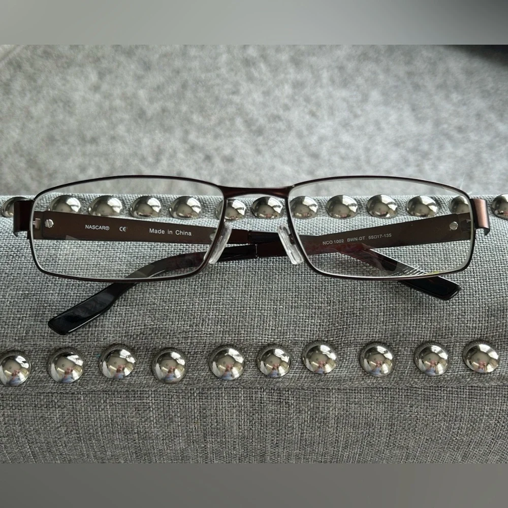 NASCAR NCO 1002 Unisex Eyeglasses Frames BWN DT 55•17•135 Rectangular Wire Rim - Picture 5 of 15